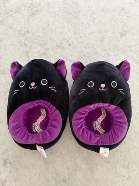Squishmallows Autumn Black Cat Slippers - Kids Size 2/3